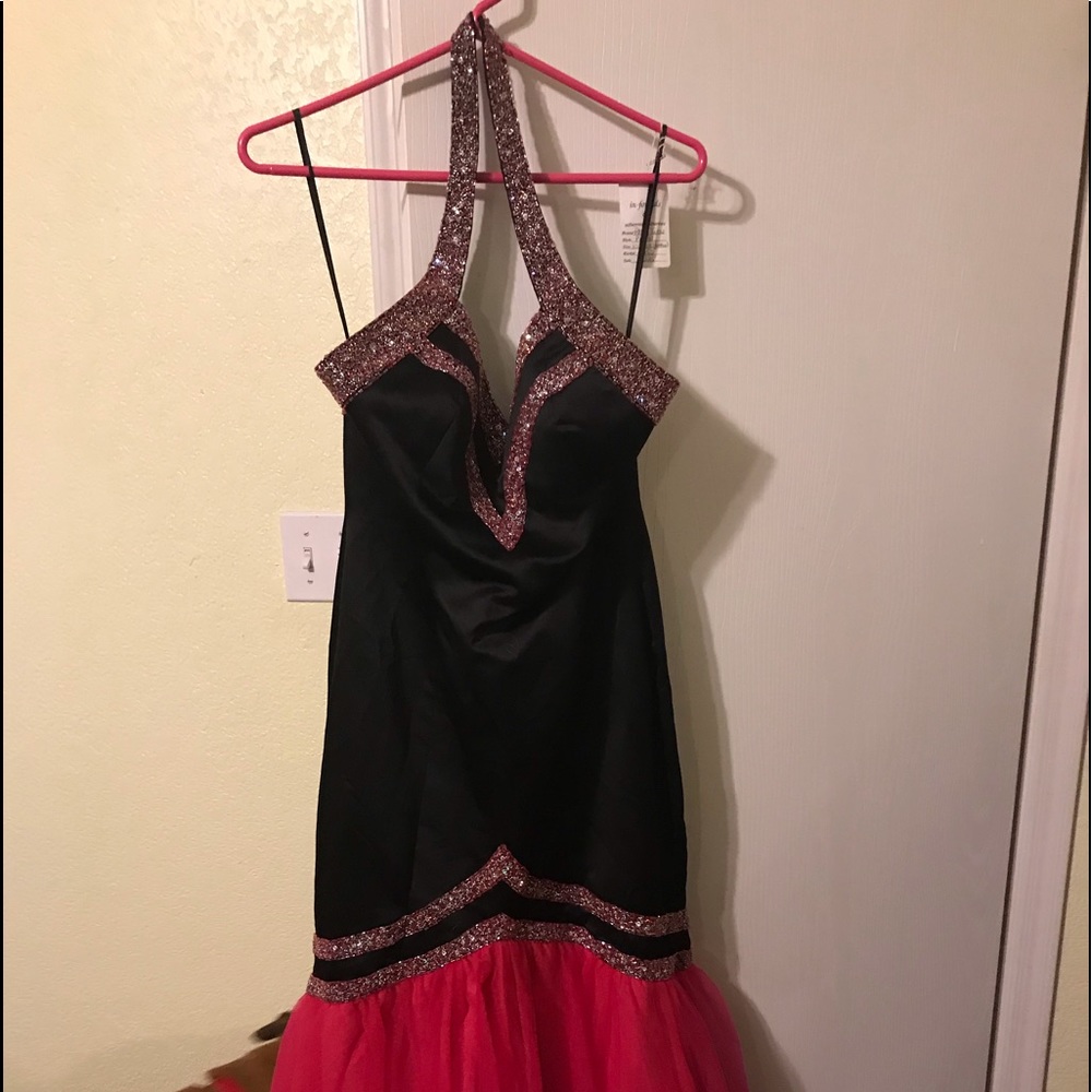 Black and hot pink prom dress size 10